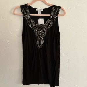 Design History Black Beaded Sleeveless Top Medium
